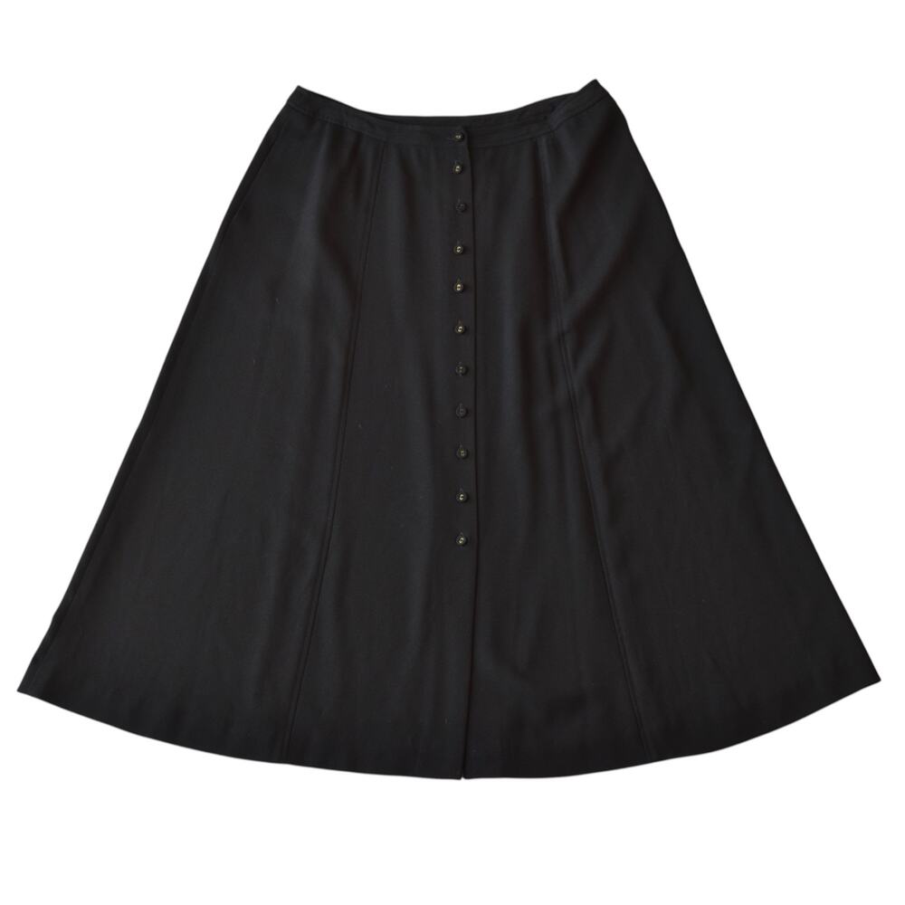 Vintage Jones New York Black Button Front Maxi Skirt with Pockets